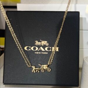 Coach Gold Carriage Pendant Necklace